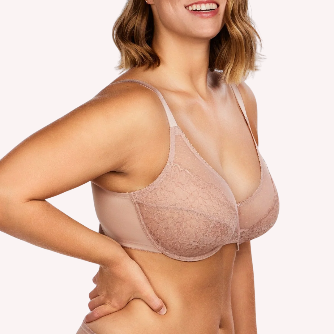 Enchante Pink Lace Unlined Minimizer Bra