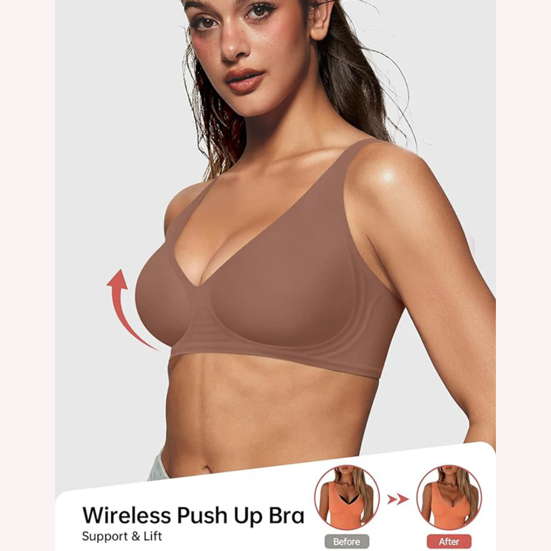 Jelly Seamless Deep V Push-Up Wireless Bra