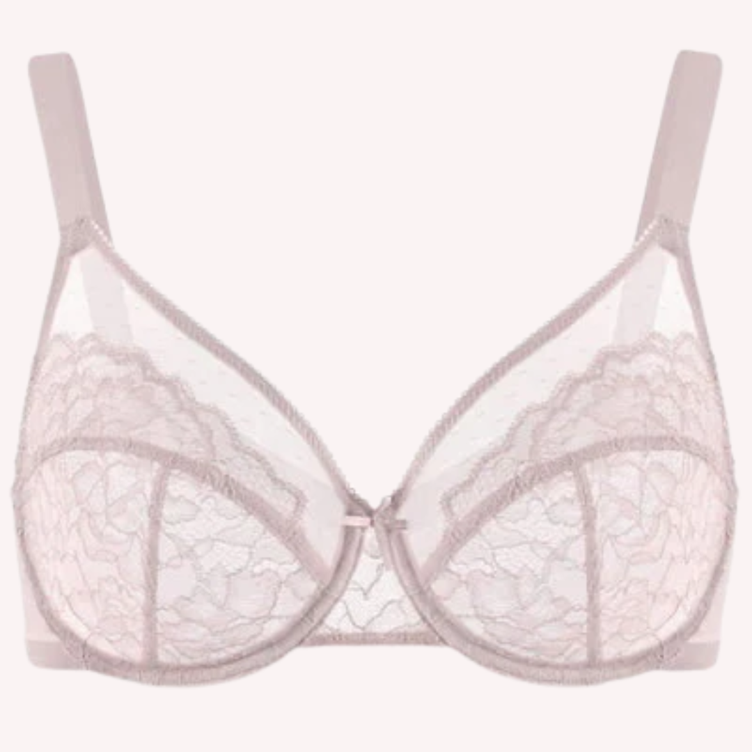 Enchante Pink Lace Unlined Minimizer Bra