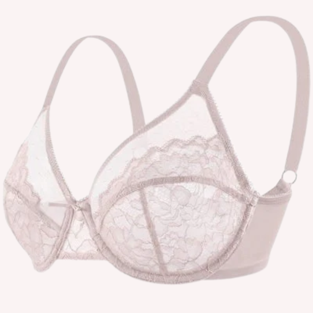 Enchante Pink Lace Unlined Minimizer Bra