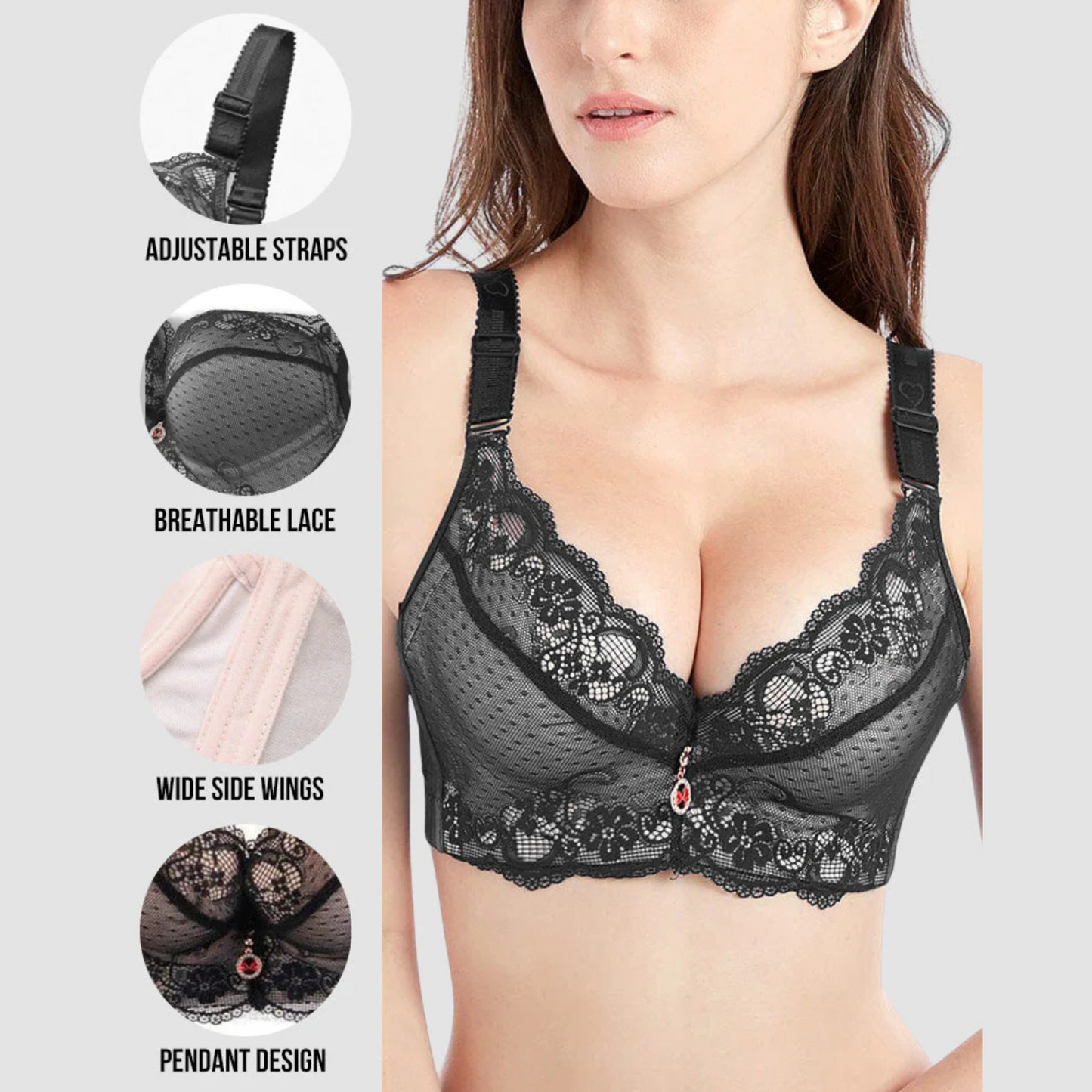 Lace Underwire Padded Push Up Bra