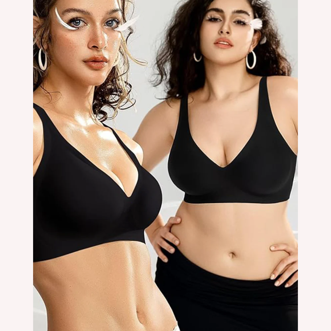 Jelly Seamless Deep V Push-Up Wireless Bra