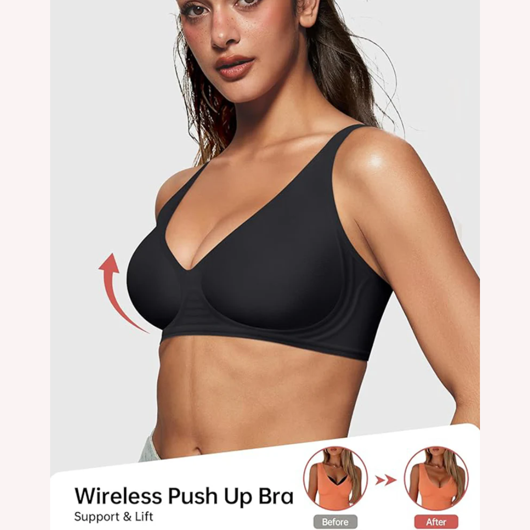 Jelly Seamless Deep V Push-Up Wireless Bra