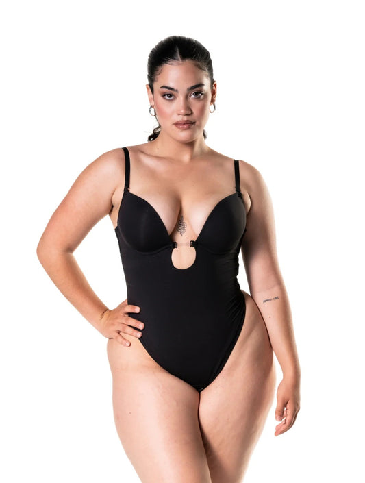 Plunge Shapewear String Bodysuit