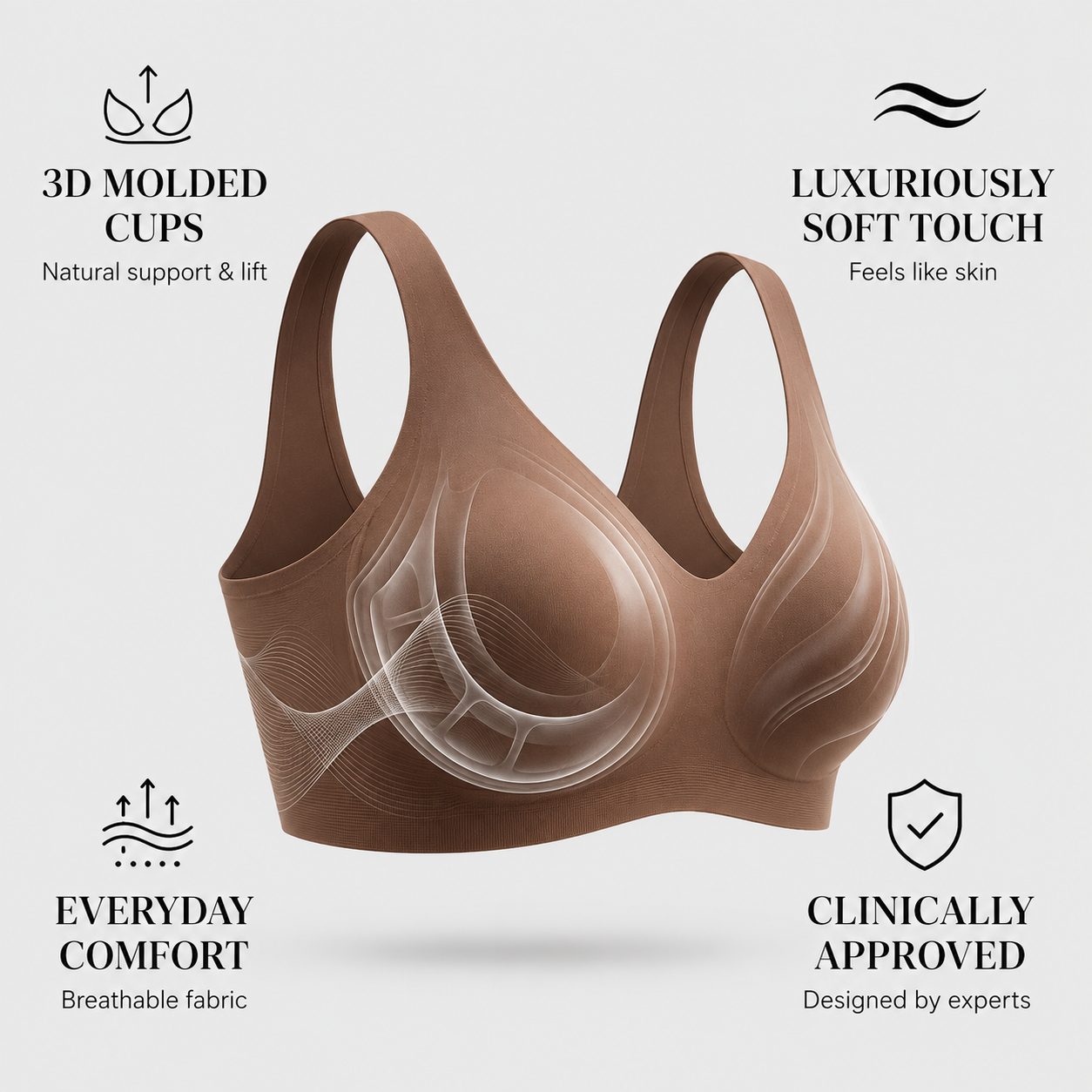 Seamless Deep-V Wireless Push-Up Bra