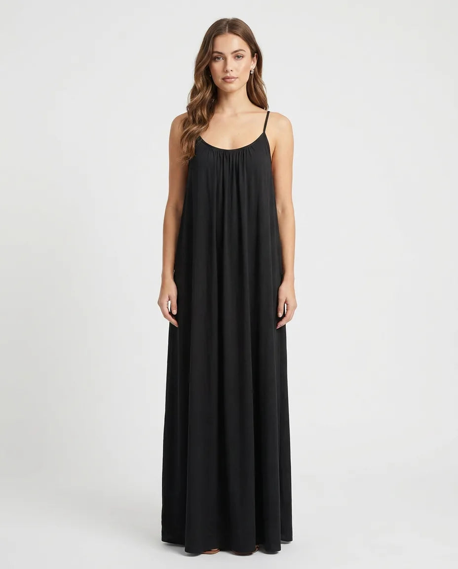 Solid Color Backless Cami Dress
