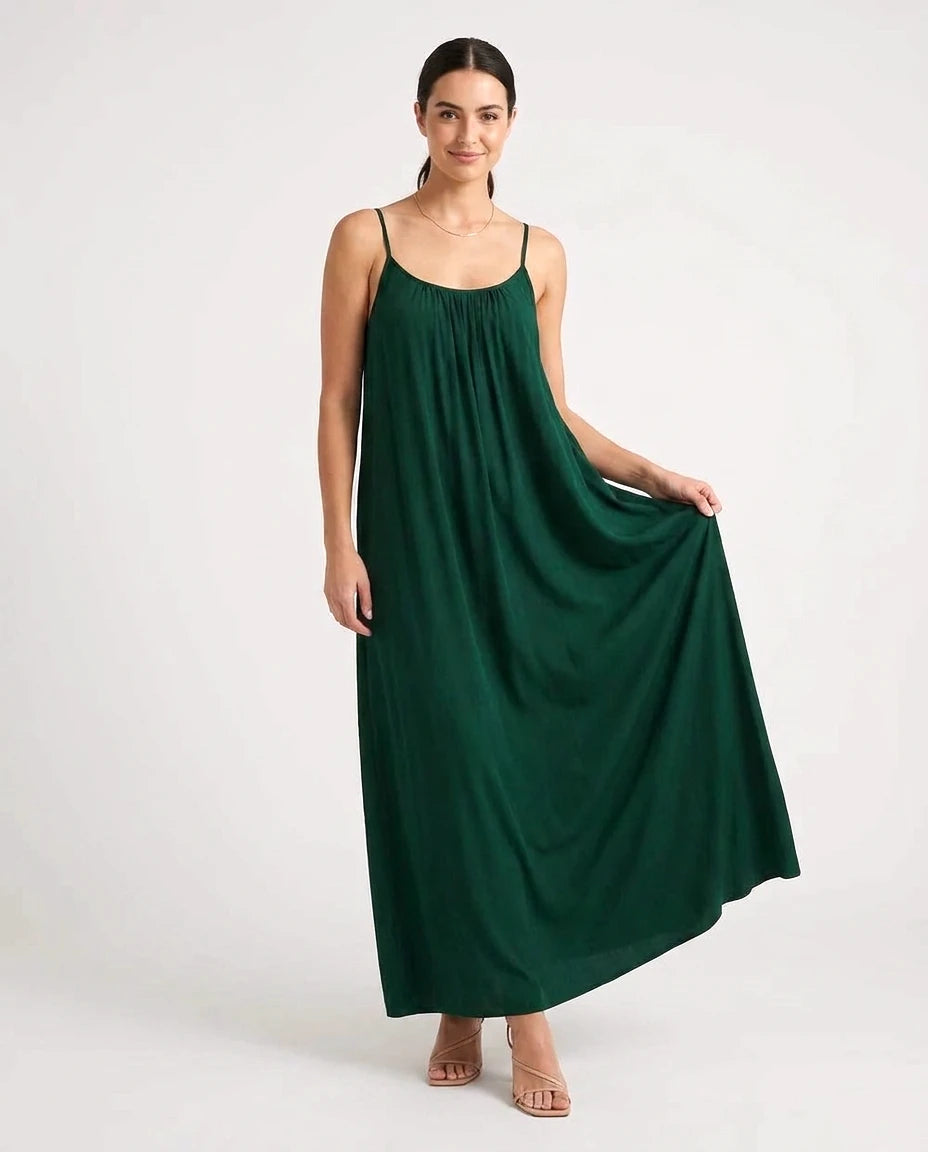 Viveane Cami Dress in Dark Green