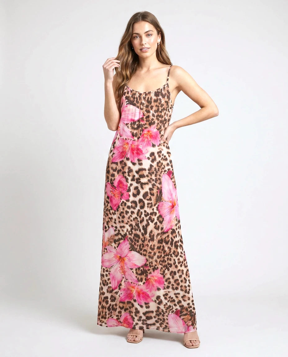 Viveane Cami Dress in Leopard