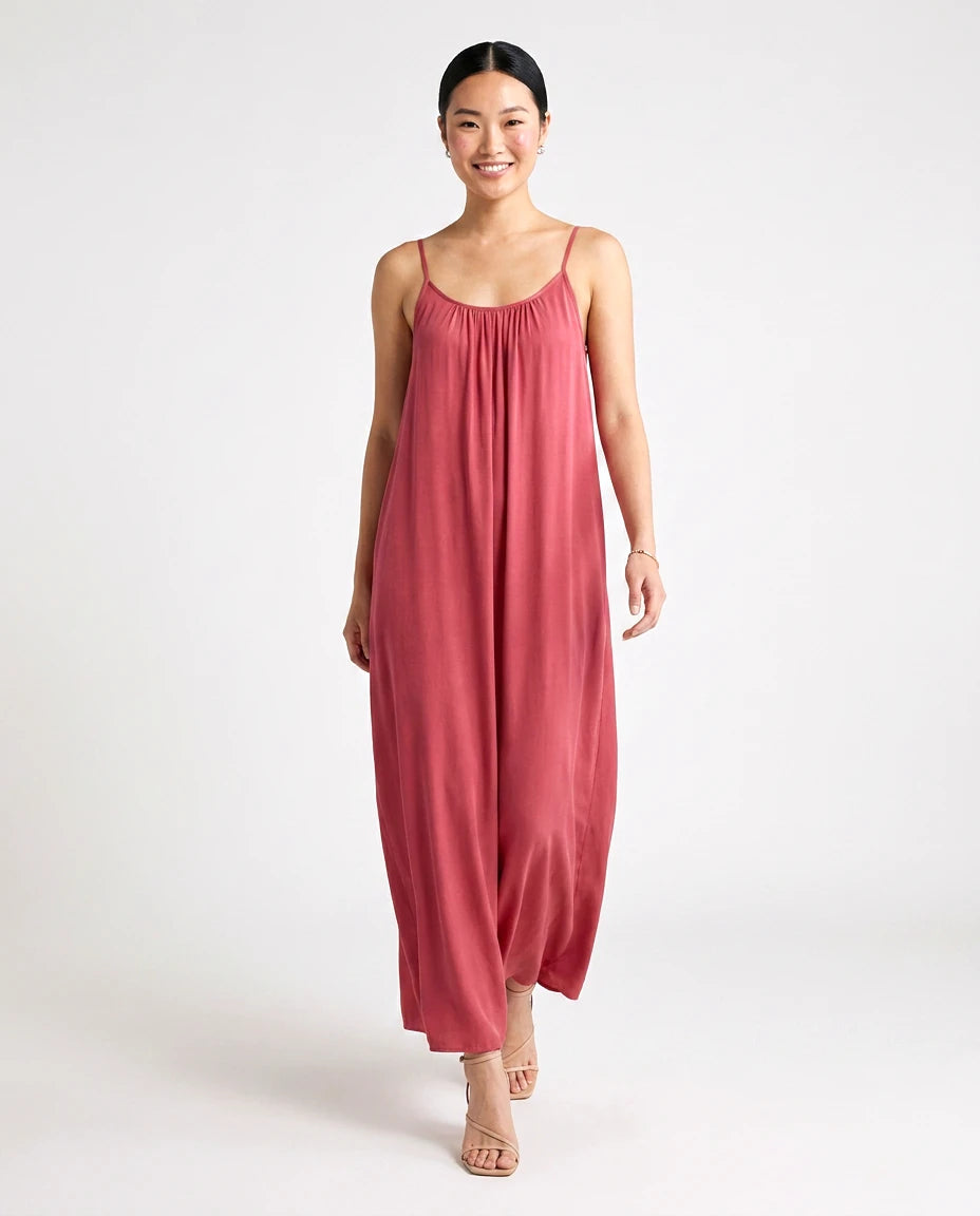 Viveane Cami Dress in Rose Red