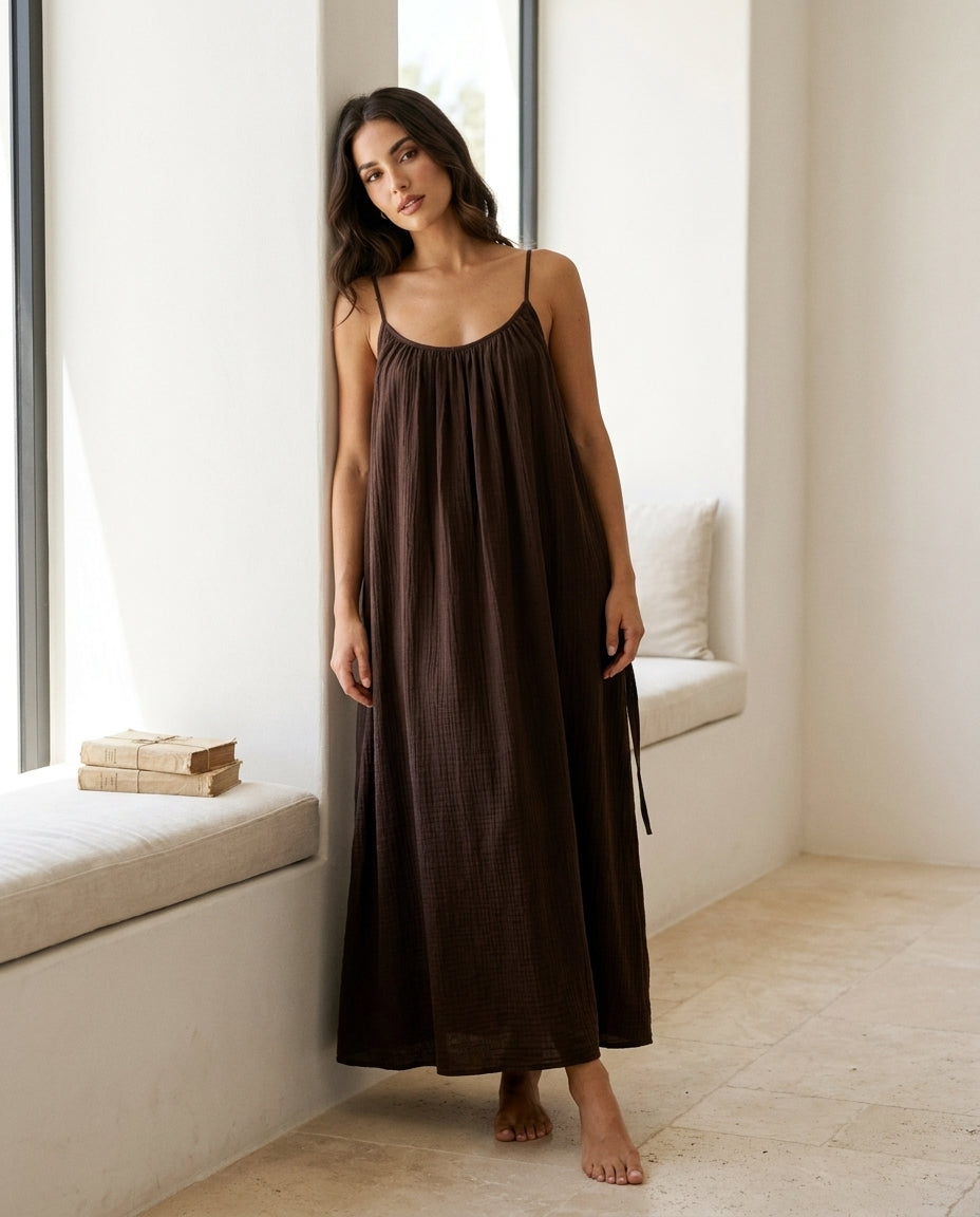 Solid Color Backless Cami Dress