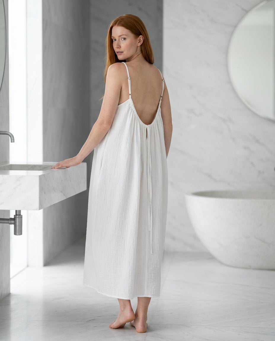 Solid Color Backless Cami Dress